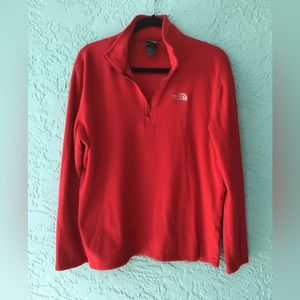 Large North Face Half Zip Red Fleece Shirt